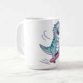 Cool Cartoon T-Rex op Skateboard Koffiemok (Voorkant links)