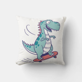 Cool Cartoon T-Rex op Skateboard Kussen