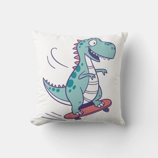 Cool Cartoon T-Rex op Skateboard Kussen (Voorkant)