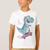 Cool Cartoon T-Rex op Skateboard T-shirt (Voorkant)