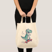 Cool Cartoon T-Rex op Skateboard Tote Bag (Voorkant (product))