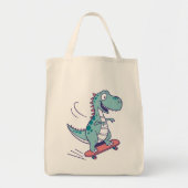 Cool Cartoon T-Rex op Skateboard Tote Bag (Voorkant)