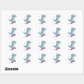 Cool Cartoon T-Rex op Skateboard Vierkante Sticker (Vel)