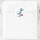 Cool Cartoon T-Rex op Skateboard Vierkante Sticker (Tas)