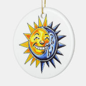 Cool cartoon tattoo symbool happy sun moon face keramisch ornament (Links)
