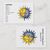 Cool cartoon tattoo symbool happy sun moon face visitekaartje (Voorkant / Achterkant)