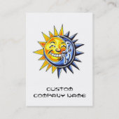 Cool cartoon tattoo symbool happy sun moon face visitekaartje (Achterkant)