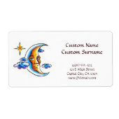 Cool cartoon tattoo symbool Moon face star wolken Etiket (Voorkant)