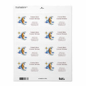 Cool cartoon tattoo symbool Moon face star wolken Etiket (Full Sheet)