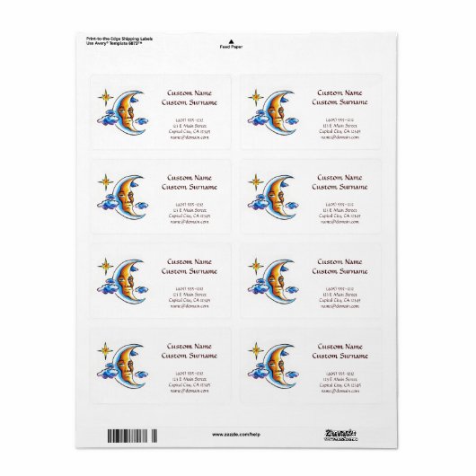 Cool cartoon tattoo symbool Moon face star wolken Etiket (Full Sheet)