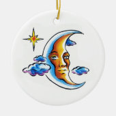 Cool cartoon tattoo symbool Moon face star wolken Keramisch Ornament (Voorkant)