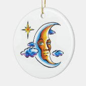 Cool cartoon tattoo symbool Moon face star wolken Keramisch Ornament (Links)