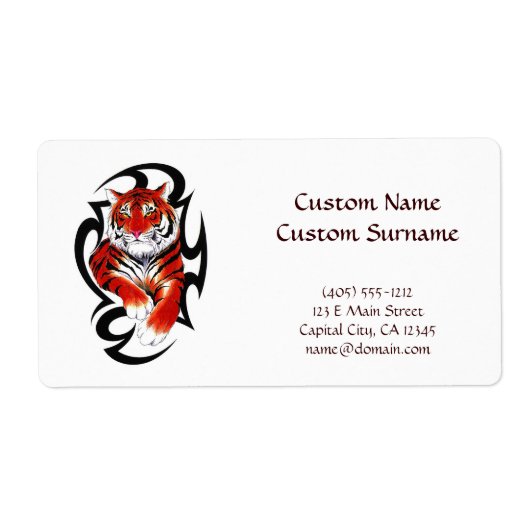 Cool cartoon tattoo symbool wilde Tribal Tiger Etiket (Voorkant)