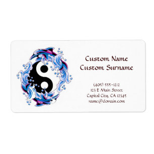 Cool cartoon tattoo symbool Yin Yang Dolphins Etiket