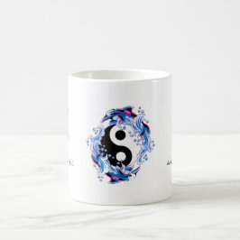 Cool cartoon tattoo symbool Yin Yang Dolphins Koffiemok