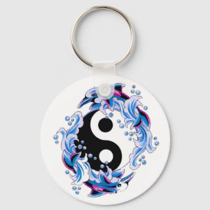 Cool cartoon tattoo symbool Yin Yang Dolphins Sleutelhanger