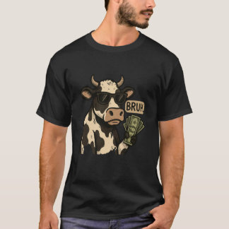 Cool Cash Cow Bruh Zonnebril Geld Grappig Dier C T-shirt