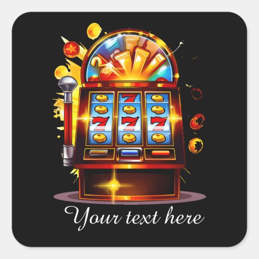 Cool Casino gokmachine tekst toevoegen Vierkante Sticker (Voorkant)
