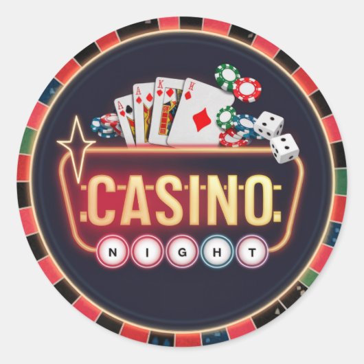 Cool Casino nachtwereld kunst gokken Ronde Sticker (Voorkant)