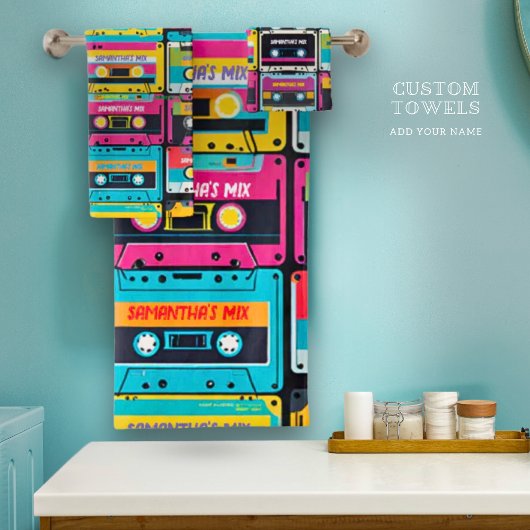 Cool Cassettebandje Custom Name Bad Handdoek