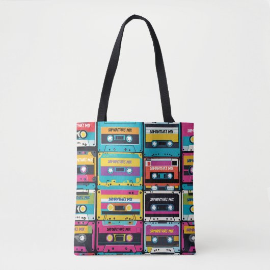 Cool  Cassettebandje Custom Name Tote Bag (Voorkant)