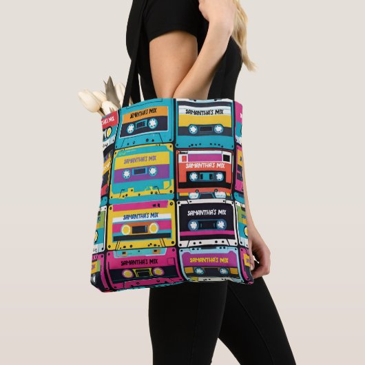 Cool  Cassettebandje Custom Name Tote Bag (Dichtbij)