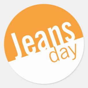Cool Casual Denim Jeans Day Stickers Sinaasappel