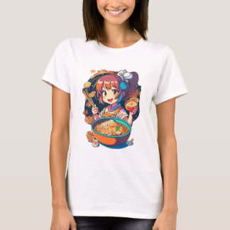cool casual met "Anime Character Eating" T-Shirt
