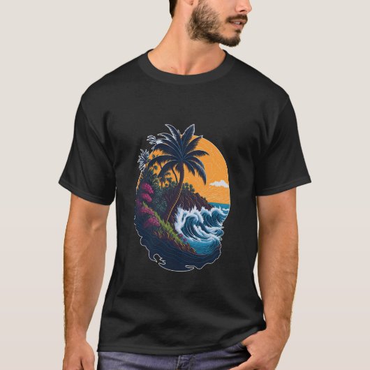 cool casual met "Crashing Waves Edge" T-Shirt (Voorkant)