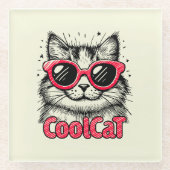 Cool Cat 1 Glazen Onderzetter (Voorkant)
