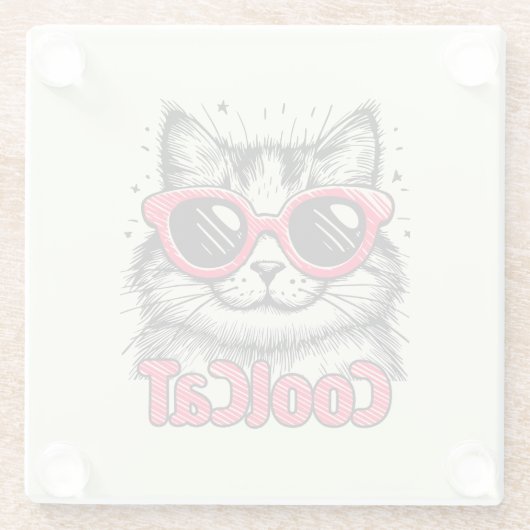 Cool Cat 1 Glazen Onderzetter (Achterkant)