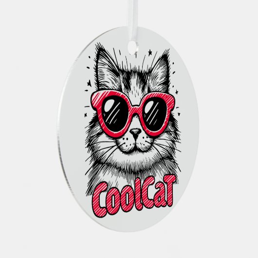 Cool Cat 1 Metalen Ornament (Voorkant Rechts)
