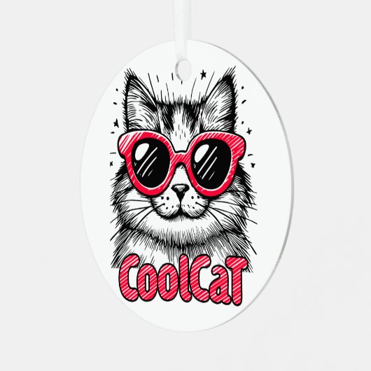 Cool Cat 1 Metalen Ornament (Voorkant links)