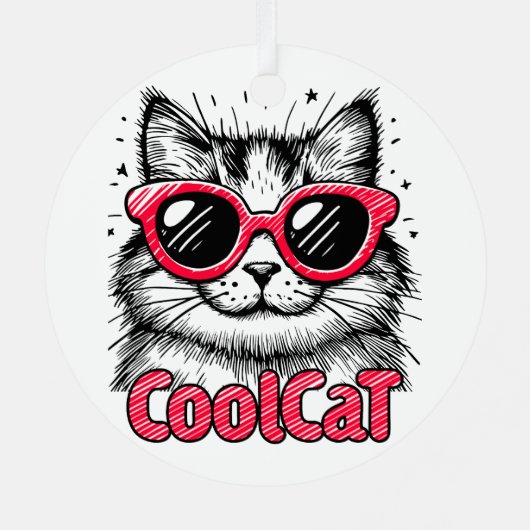 Cool Cat 1 Metalen Ornament (Achterkant)