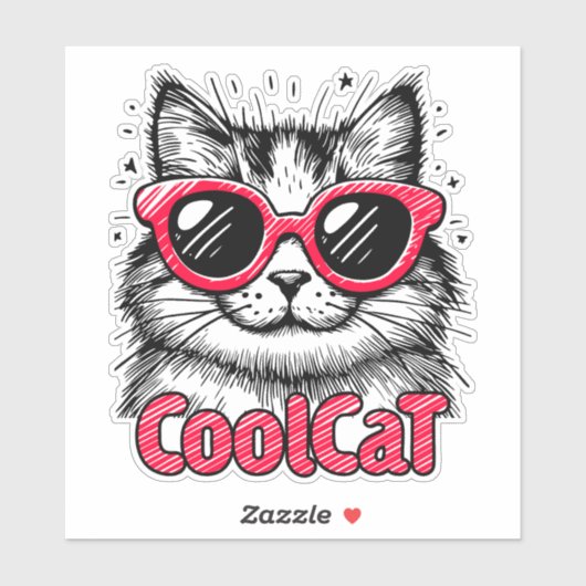 Cool Cat 1 Sticker (Vel)