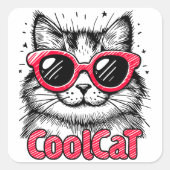 Cool Cat 1 Vierkante Sticker (Voorkant)