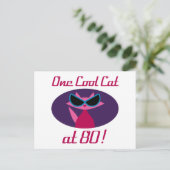 Cool Cat 80th Birthday Briefkaart (Staand voorkant)