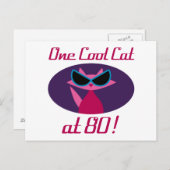 Cool Cat 80th Birthday Briefkaart (Voorkant / Achterkant)