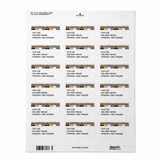 Cool Cat Adreslabel Etiket (Full Sheet)