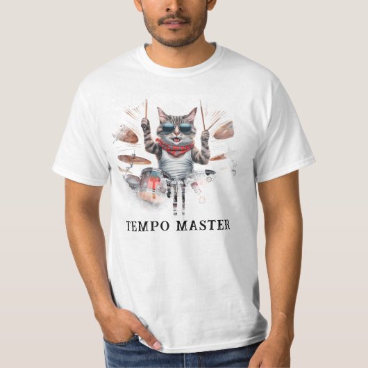 *~* Cool Cat AP91 DRUMMER Kleur Percussionist T-shirt (Voorkant)
