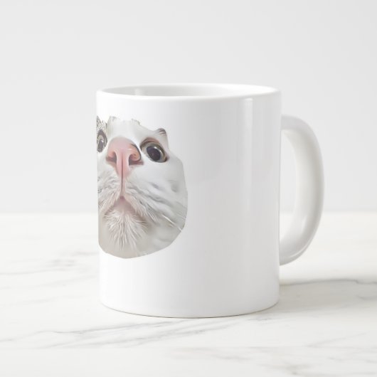Cool Cat Ball Face Cute Funny Meme Grote Koffiekop (Voorkant rechts)