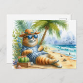 Cool Cat bij Beach Cat Lovers Briefkaart (Voorkant / Achterkant)