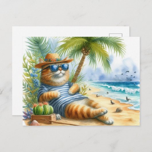 Cool Cat bij Beach Cat Lovers Briefkaart (Voorkant / Achterkant)