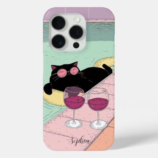 Cool Cat bij het zwembad iPhone / iPad case (Achterkant)