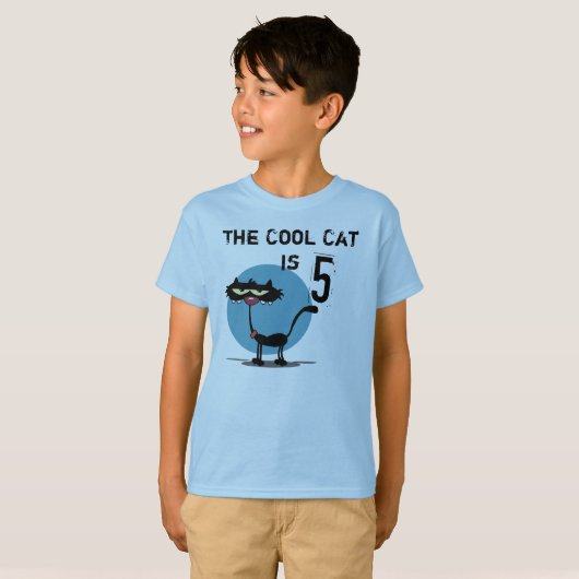 Cool Cat  Birthday T-shirt (Voorkant volledig)