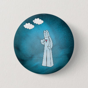 Cool Cat Blauw hart Ronde Button 5,7 Cm