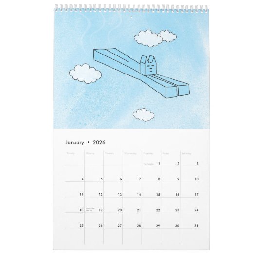 Cool Cat Blue 2025 Kalender (Jan 2026)