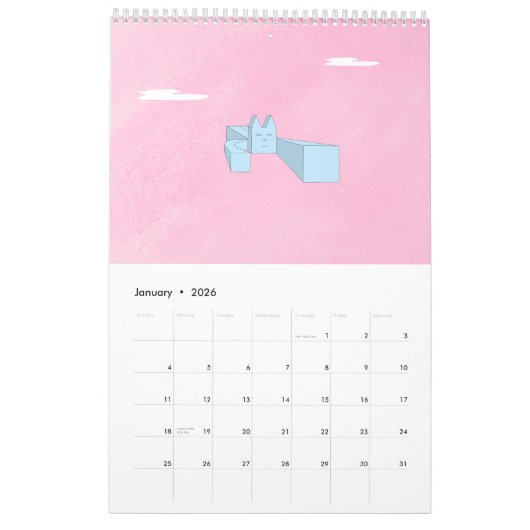 Cool cat Blue 2026 Calendar Kalender (Jan 2026)