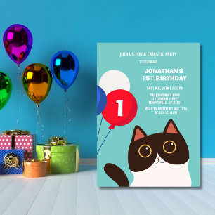 Cool Cat Catastic Party Ballon Kids Verjaardag Kaart