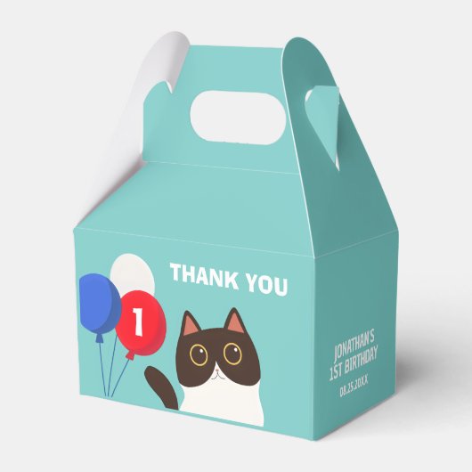 Cool Cat Catastic Party Balloon Kids Birthday Bedankdoosjes (Voorkant Zijde)